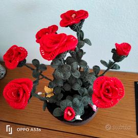 nuovo vaso roselline ad uncinetto hand made