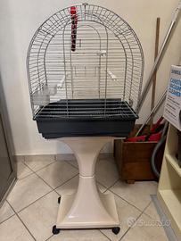 Gabbia per uccelli con piedistallo e accessori