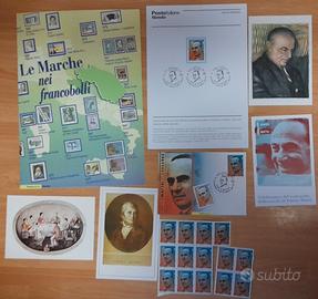 Lotto filatelia Marche e Personaggi famosi