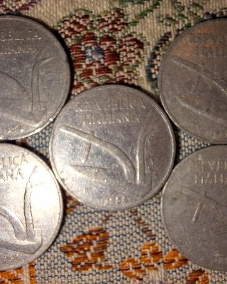 5 monete 10 lire spighe 1954