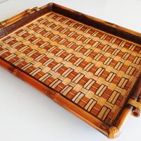 VASSOIO IN BAMBÙ E RATTAN VINTAGE