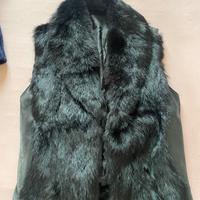 Insolito gilet in vera pelle nera e lapin  tg 40