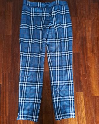 Pantaloni dritti scozzesi blu invernali tg. S-M