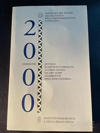 Dittico 10000 lire in Argento emissione 2000