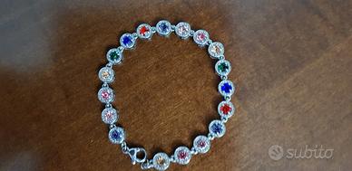 Braccialetto Tennis Multicolore Color Argento 