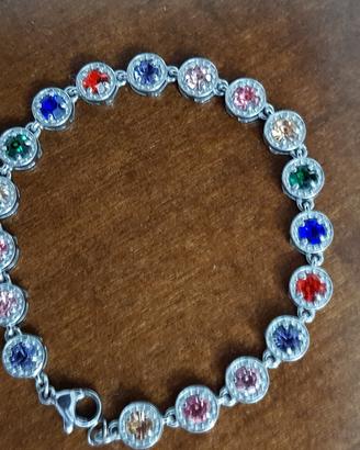 Braccialetto Tennis Multicolore Color Argento 