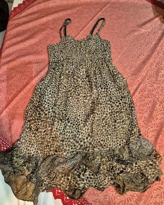 Vestito seta marrone animalier - tg. L