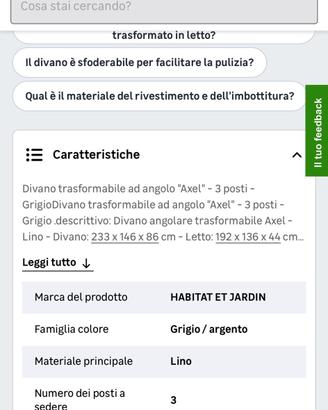 Divano letto 3 posti