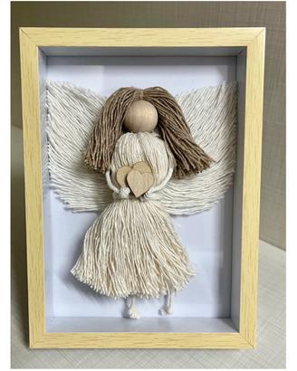 Quadro Angelo in Macramè e Legno