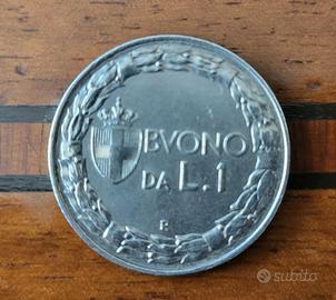 Moneta, buono da 1 lira del 1924