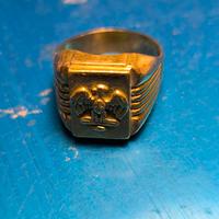 Anello sigillo fascista in oro rosso misura grande