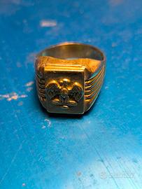 Anello sigillo fascista in oro rosso misura grande