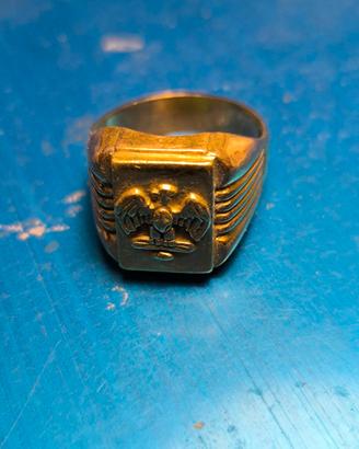 Anello sigillo fascista in oro rosso misura grande