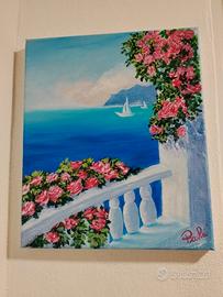 panorama marino con fiori 