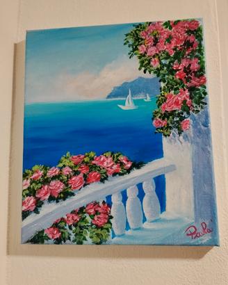 panorama marino con fiori 