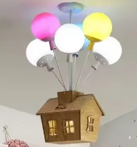 Lampadario per camera Bimbi Casetta di Legno con 6