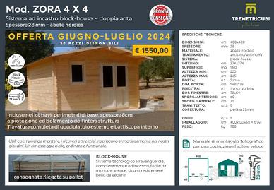 Casetta in legno 4x4 spessore 28mm blockhouse