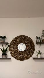 orologio  da parete artigianale  foglia oro.