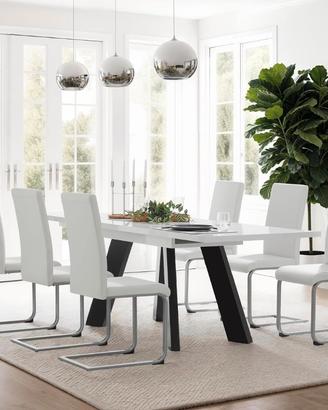 Set di 6 sedie di design in similpelle bianche