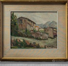 Quadro di Renzo Regosa "Paese in Valsabbia", 1967