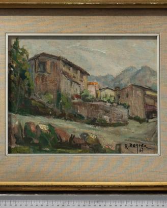 Quadro di Renzo Regosa "Paese in Valsabbia", 1967