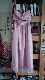 abito midi rosa e argento 