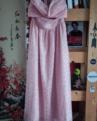 abito midi rosa e argento 