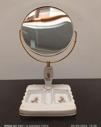 Specchio da trucco vintage in porcellana