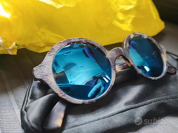 occhiali da sole made in Italy lente specchio blu