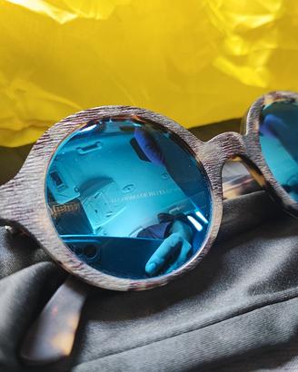 occhiali da sole made in Italy lente specchio blu