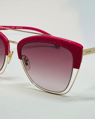 Occhiali glitter rosa Police con custodia