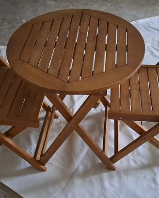 Set da bistrot / giardino pieghevole in legno