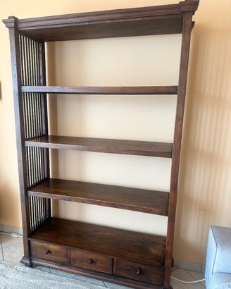 Libreria in legno con 3 cassetti