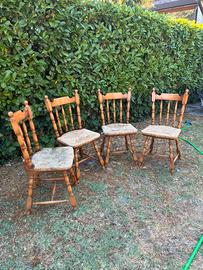 4 sedie in legno stile country anni 80