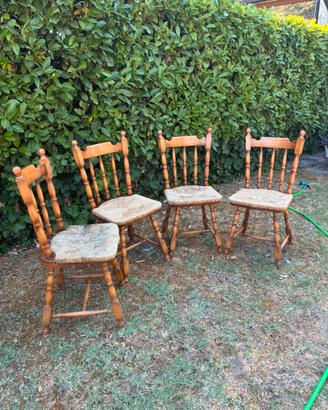 4 sedie in legno stile country anni 80