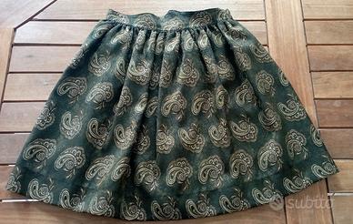 Gonna verde scuro con motivi dorati