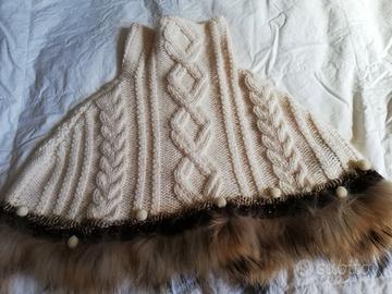 Coprispalle lana cashmere con bordo pelliccia