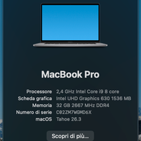 MacBook Pro 16" con touch bar, 2019