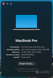 MacBook Pro 16" con touch bar, 2019