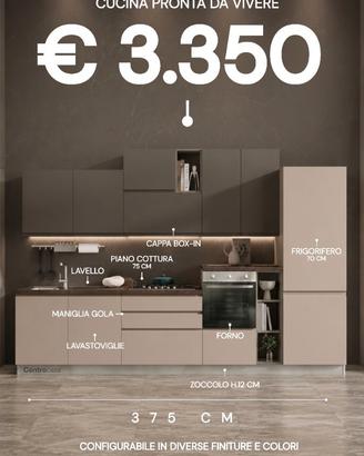 CUCINA 375 CM COMPLETA DI 5 ELETTRODOMESTICI