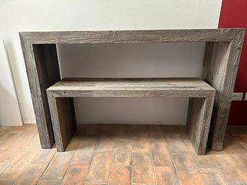 Tavolino tipo bar con panca legno