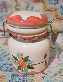 Barattolo ceramica, dipinto a mano