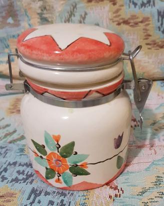 Barattolo ceramica, dipinto a mano
