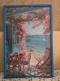 Quadro Mare con Cornice Azzurra - 62x41 cm