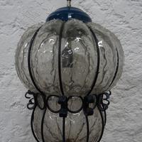 Lampadario a lanterna in vetro anni 50/60