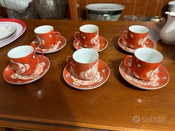 Servizio caffè vintage orientale 6 tazzine piattin