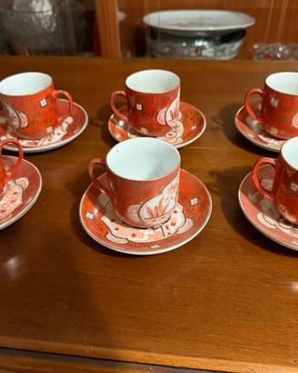 Servizio caffè vintage orientale 6 tazzine piattin