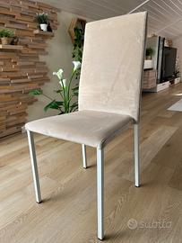 Set di 4 sedie in vero velluto beige