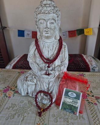 mala tibetano e braccialetto abbinato in cinabro 