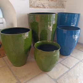 VASO IN CERAMICA ARREDO VERDE ACIDO DIVERSE MISURE
